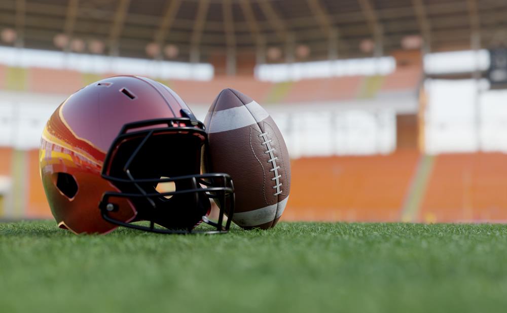American football in football field