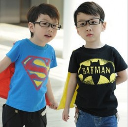 Little boys wearing Batman shirts