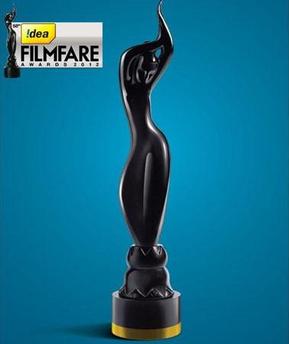 a picture of Filmfare poster with the trophy on it