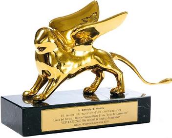 a picture of the Venice Film Festival trophy