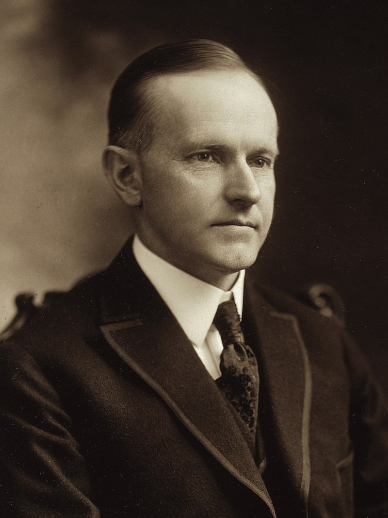 black and white photo of Calvin Coolidge