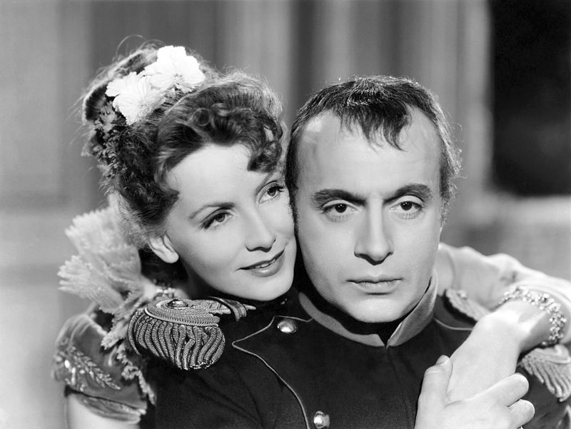 Photo from an ad in Modern Screen for the film Conquest with Greta Garbo and Charles Boyer
