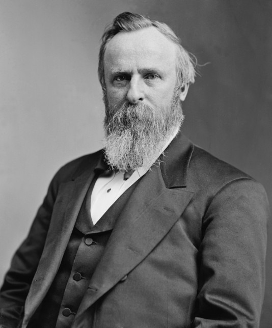 a black and white portrait of Rutherford B. Hayes