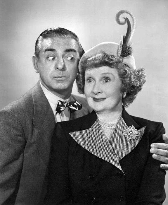 Publicity photo of Eddie Cantor and Billie Burke from Cantor's radio show. Burke joined the permanent cast of it in 1948