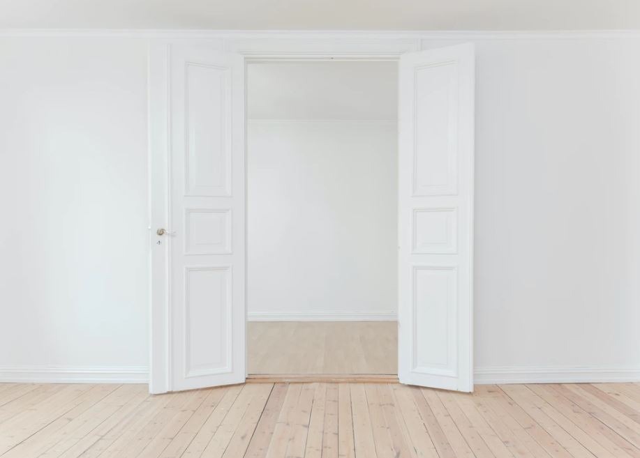 A photograph of an open door