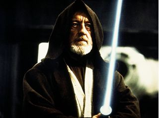 Obi-Wan Kenobi portrayed by Alec Guinness in Star Wars Episode IV- A New Hope