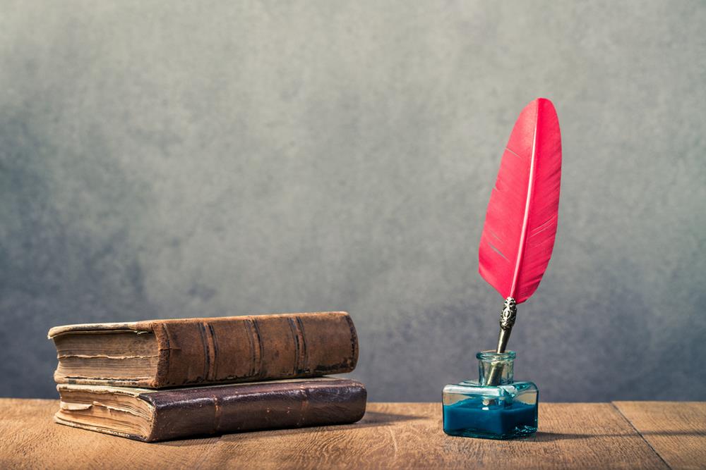 Vintage books on a table