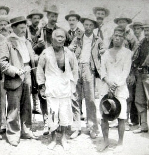 Malabon: Filipino prisoners; these men appear to be innocent non-combatants.