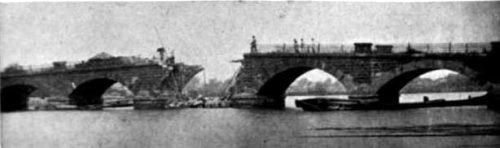 March 25-26, 1899: Bridge at Malabon showing span blown out by Filipinos