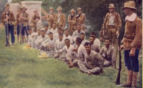 Colorized photo of Filipino POWs at Marilao
