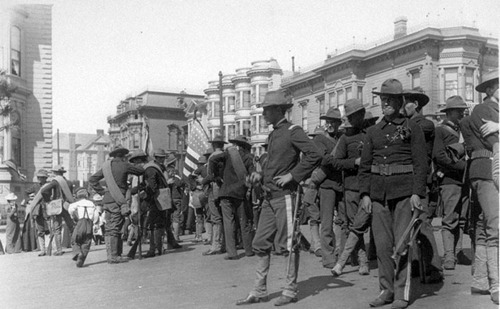 1st California Volunteers heading to Presidio May 7 1898