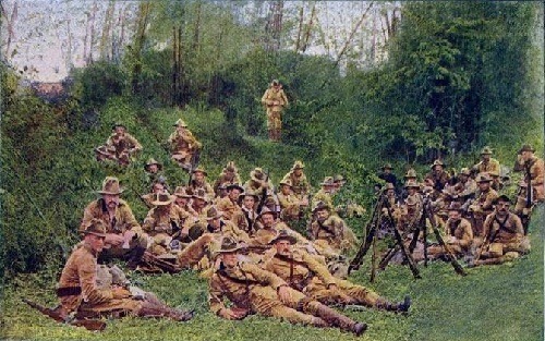 22nd Infantry near Pasig colored March 1899