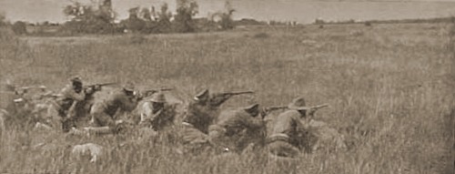 24th Infantry on firing line at Angeles 1899