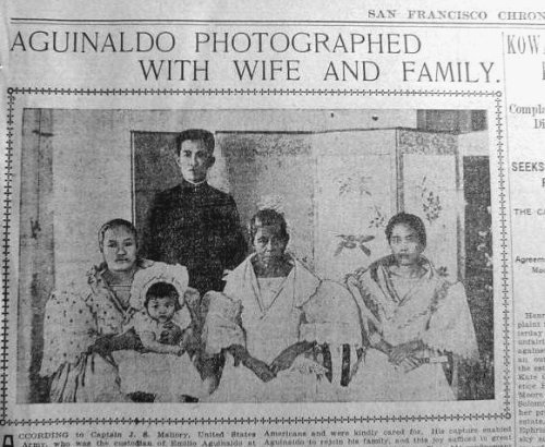 Aguinaldo and family SF Chronicle Aug 4 1901