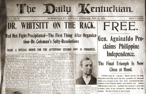 Aguinaldo proclaims independence, The Daily Kentuckian, June 18, 1898