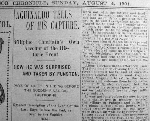 Aguinaldo tells of capture SF Chronicle Aug 4 1901