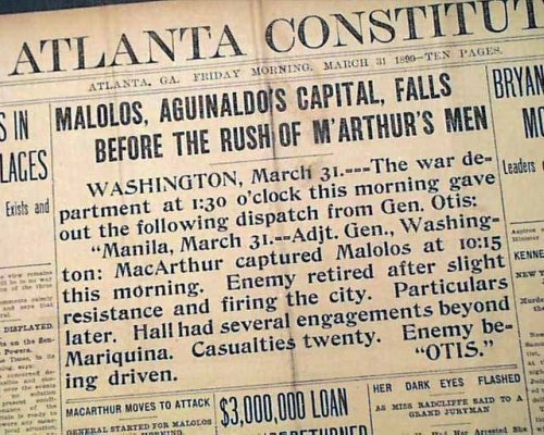 Atlanta Constitution Malolos fall March 31 1899