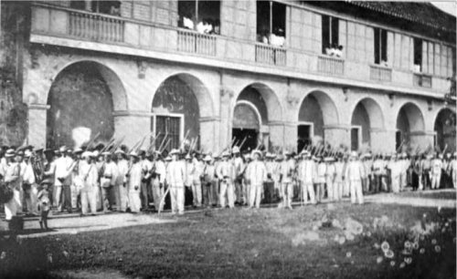 Battalion of Filipinos front bldg arwd July 1899-June 1900