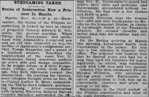 Buencamino taken, The Salt Lake Herald Nov. 26 1899