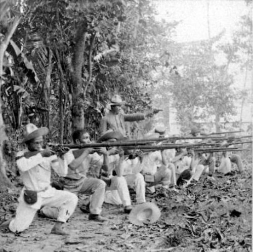 Copy of A squad of fighting Filipinos cr 1900 BW Kilburn