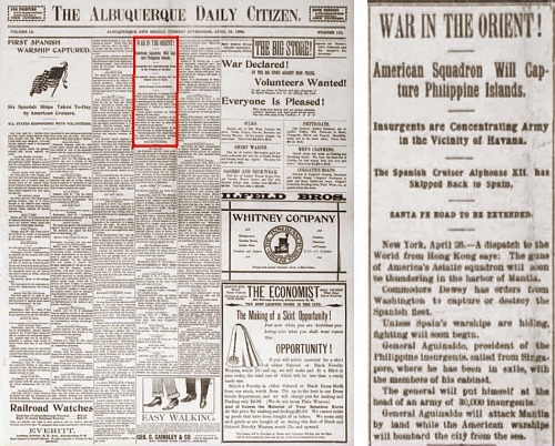 Emilio Aguinaldo in news dated April 26 1898