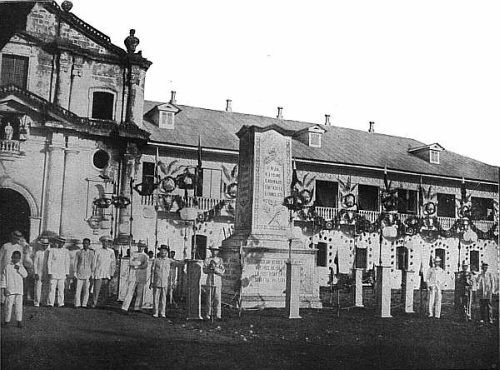 Filipino army officers at church of San Fernando, Pampanga Oct 9 1898