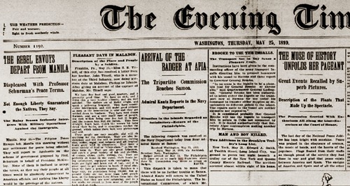Filipino envoys depart Manila, The Evening Times, May 25 1899