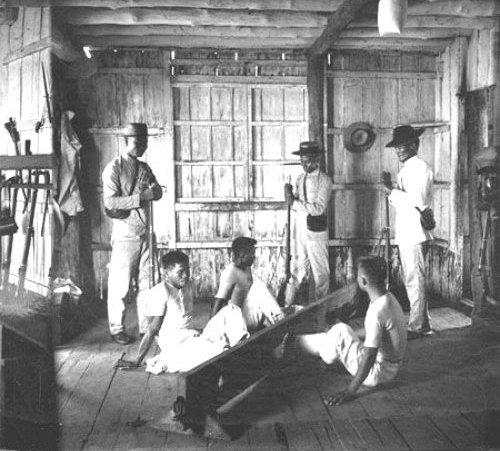 Filipino prisoners in the stocks