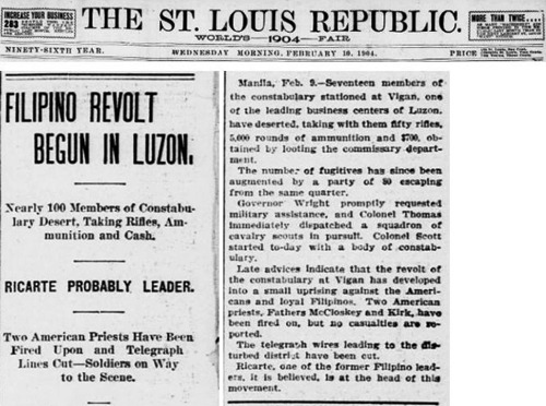 Filipino revolt begun in Luzon, page 4