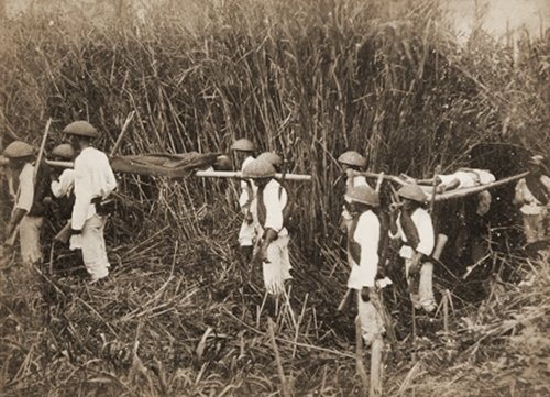 Filipinos in Spanish army carrying wounded in Mindanao, mid-January to late March 1887 - Copy