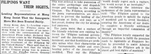 Filipinos want their rights, The Scranton Tribune, Jan. 6, 1899