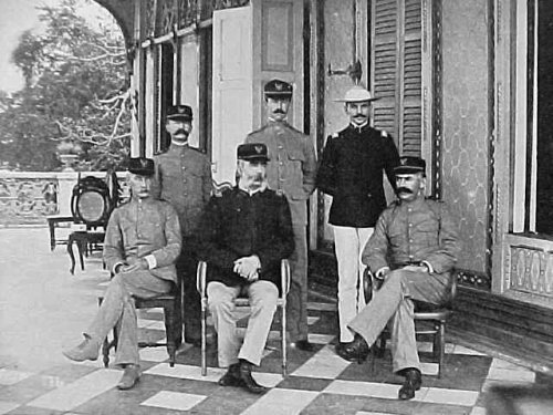 GOVERNOR-GENERAL OTIS AND STAFF, ON MALACANANG VERANDA FEB 1899