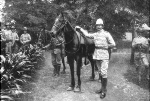 General Henry Lawton beside horse 1899