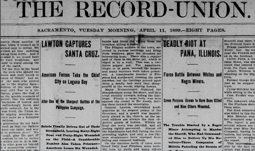 Lawton captures Santa Cruz, The Record-Union, April 11 1899