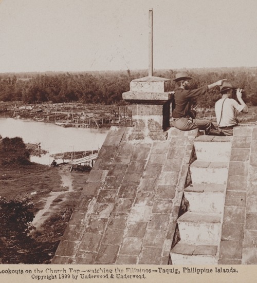 Lookouts on church top at Taguig, 1899
