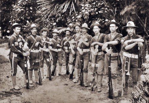 Men of Company B, 44th US Volunteer Infantry at Tubigon, Bohol 1900