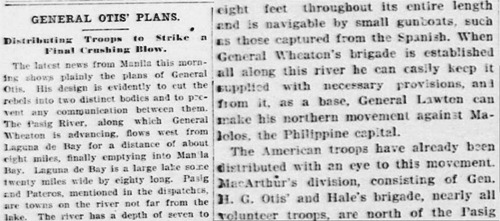 Otis Plans, The Evening Times, Washington DC March 13 1899 page 1
