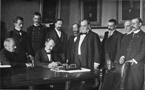 Peace Protocol Signing at Washington DC Aug 12 1898