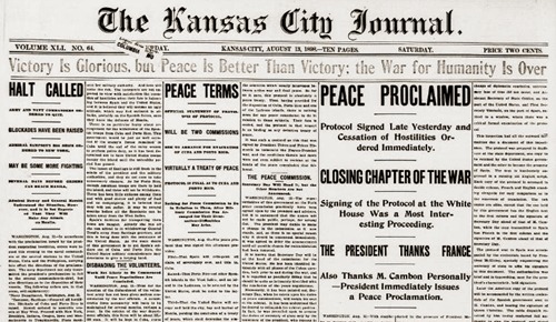Peace proclaimed, KCJ Aug 13 1898