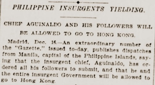 Philippine insurgents yielding, New-York Tribune, Dec. 17, 1897, Page 1