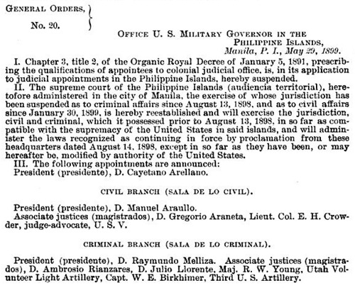 Reestablishment of Spanish courts May 29 1899 1