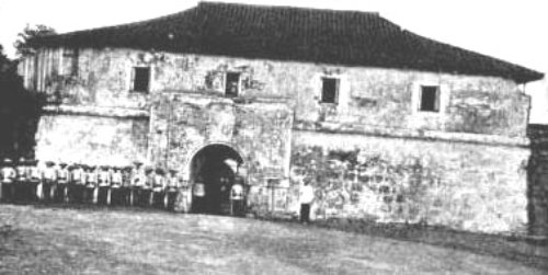 Spanish guard at main entrance to Cavite 1898