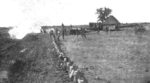 US artillery shelling Filipinos at San Roque Cavite Feb 9 1899