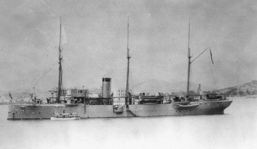 USS Concord at Hong Kong, wearing wartime gray paint 1898