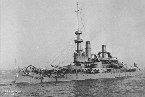 USS Oregon leaving New York City for Manila, Oct 12 1898