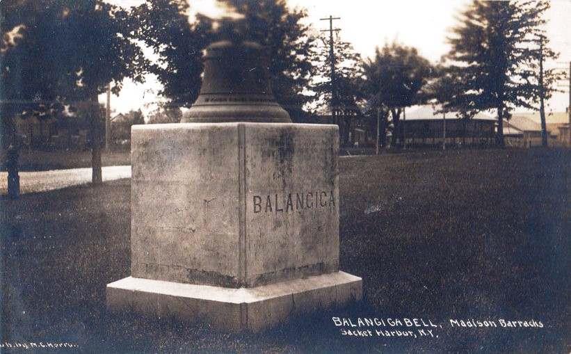 The signal bell displayed in the Madison Barracks at Sackets Harbor, New York station of the 9th US Infantry Regiment at the turn of the 20th century. This bell was later moved to Camp Red Cloud in Korea