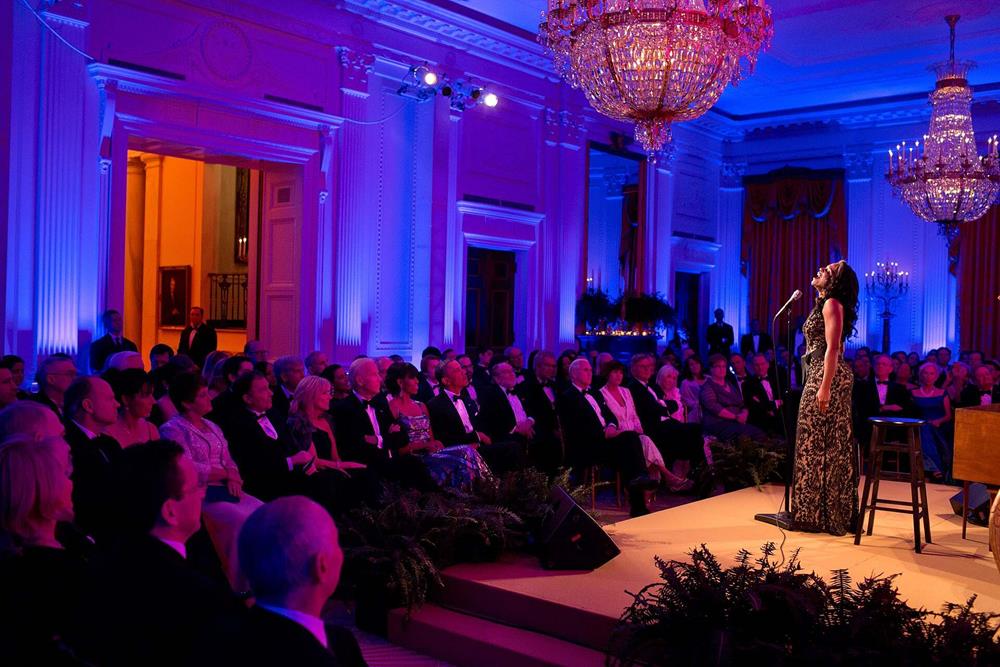 Audra McDonald performs in the East Room of the White House during the National Governors Association Dinner hosted by President Barack Obama and First Lady Michelle Obama, Feb. 24, 2013