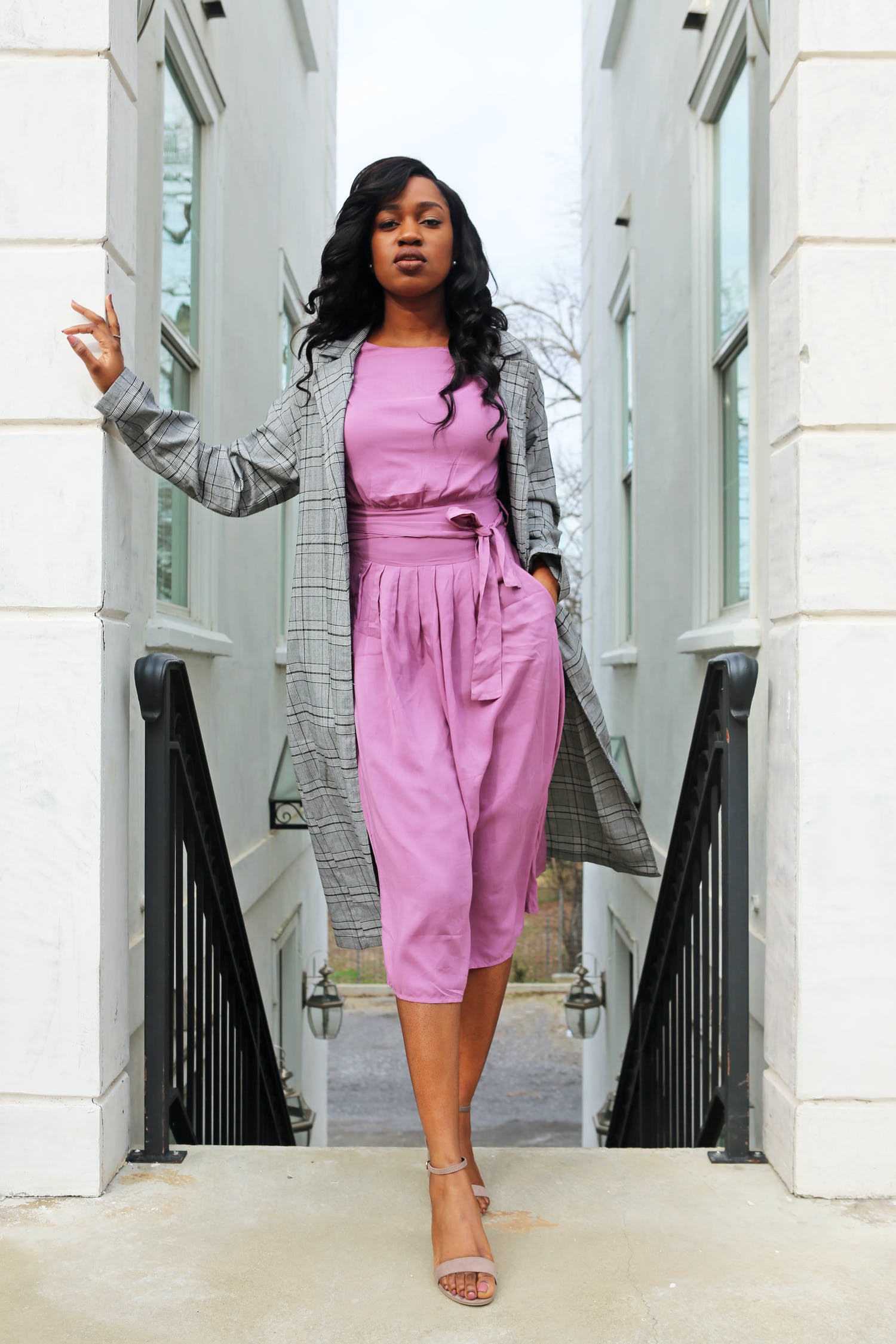black woman pink dress