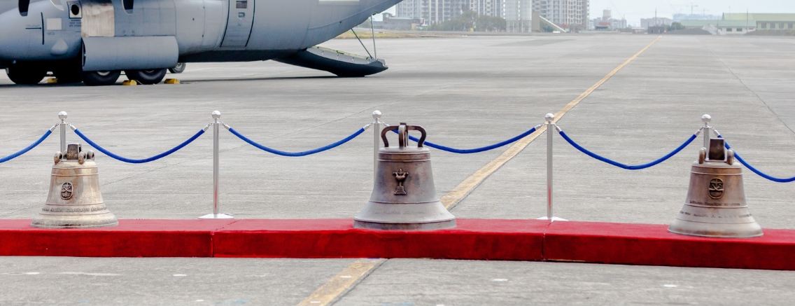 The Balangiga bells on display during a repatriation ceremony at Villamor Air Base