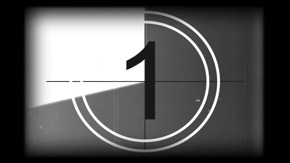 A monochrome universal countdown film leader